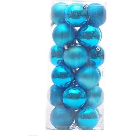 Boules de Noël en plastique, lot de 24 boules de 4 cm, finition électroplaquée, décorations de Noël à suspendre, emballage en tonneau. (1/2)