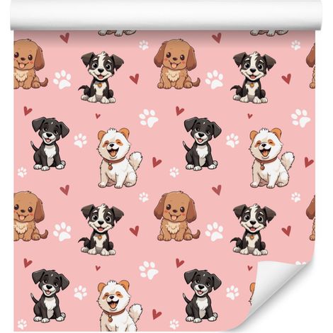 Papier peint Chiens Corail et Rouge pour Salon et Chambre 50x1000 cm (1/5)