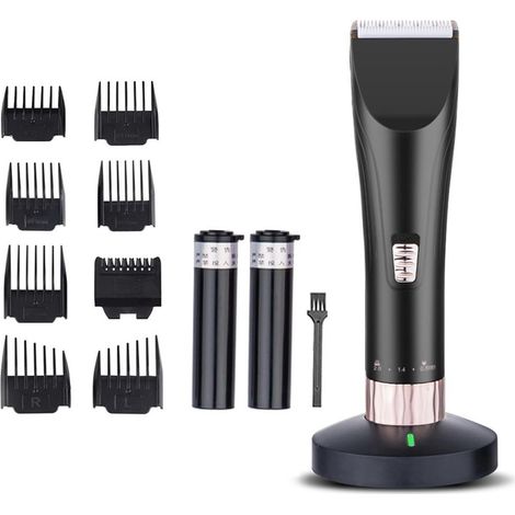 Professional Men's Hair Clipper 11 in 1 Grooming Kit for Beard, Mustache, Body, Nose, Ears, Facial Hair, Cordless, Black/Gold (UK, Black)