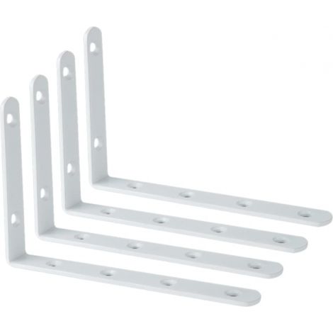 4 supports d'étagère en acier, 150 x 100 mm, blanc brillant, fixation murale. (1/4)
