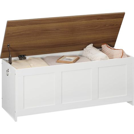 Truhen, Sitzbank mit Stauraum, Spielzeugkiste mit Deckel, 100 cm Aufbewahrungstruhe, Truhe mit Sicherheitsscharnier, Eingangsbereich, Schlafzimmer, Wohnzimmer, HOOBRO EWH141CW01