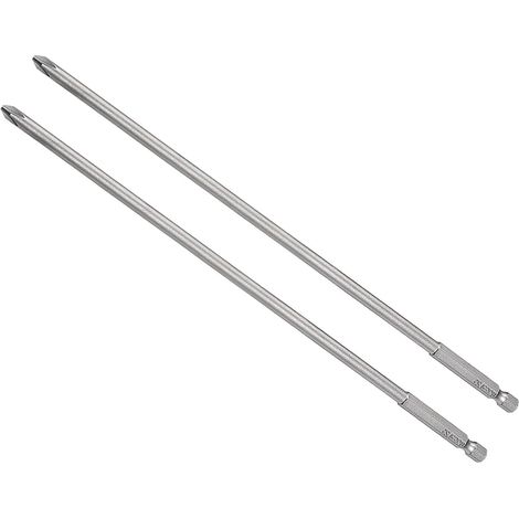 2-Pièces Phillips Croix Tournevis Mèches PH2 250mm Long 1/4" Hex Tige (1/5)