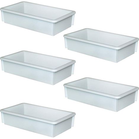 BRB 5 bacs avec bord en U sur tout le pourtour, 8 l, dimensions extérieures (L x l x h) : 450 x 255 x 105 mm, blanc