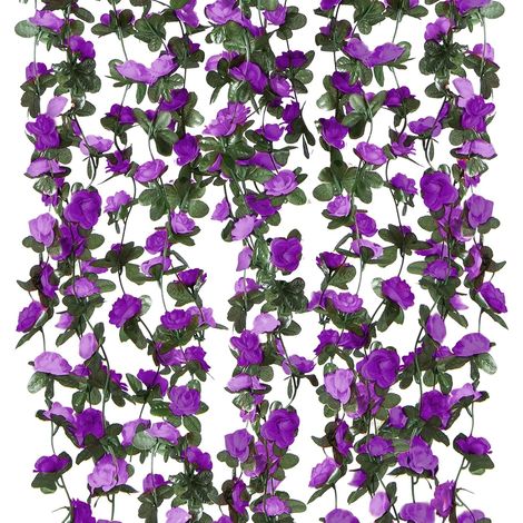 Lot de 6 Guirlandes Roses Artificielles 49FT Lierre Artificial Guirlande Vignes Suspendus Fleurs en Soie pour DéCoration Arche de Mariage Maison Jardin FêTe (Violet) (1/5)