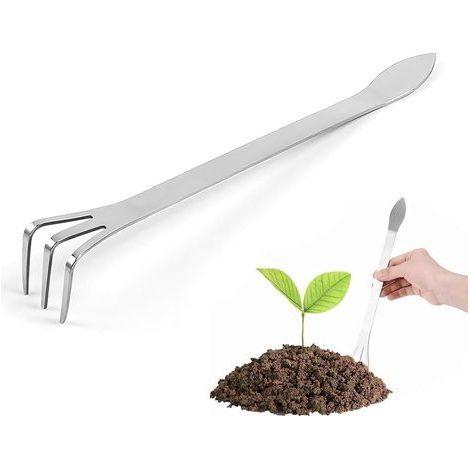 Râteau Bonsai, Râteau Racine en Acier Inoxydable à 3 Dents, Poignée Ergonomique, pour Desserrer et Ameublir le Sol de Bonsaï, Outils de Jardinage Bonsaï Arbre pour Plantes Fleurs et Jardin (1/5)