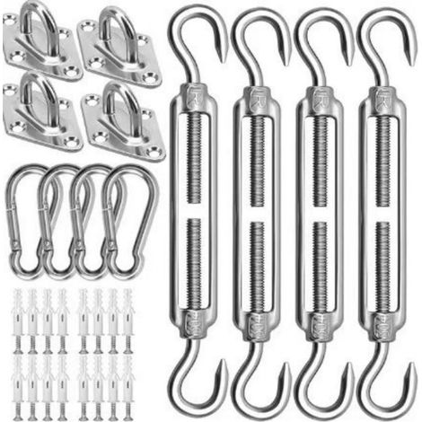 Kit de Fixation pour auvent de Jardin, Triangle et carré, rectangulaire, Accessoires de Fixation de Voile d'ombrage en Acier Inoxydable Robuste (1/5)
