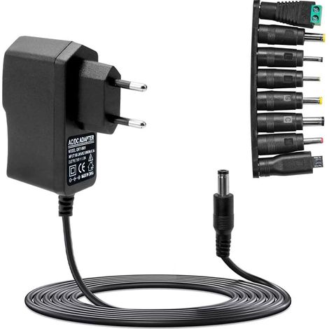 Adaptateur Secteur 6V 1A Universel ,Chargeur avec 8 Connecteurs DC 5,5mm X 2,1mm, Alimentation AC 100-240V vers DC 6V, pour Bandes LED, Caméra CCTV, Routeur, Disque Dur, Jouet Enfant (1/5)
