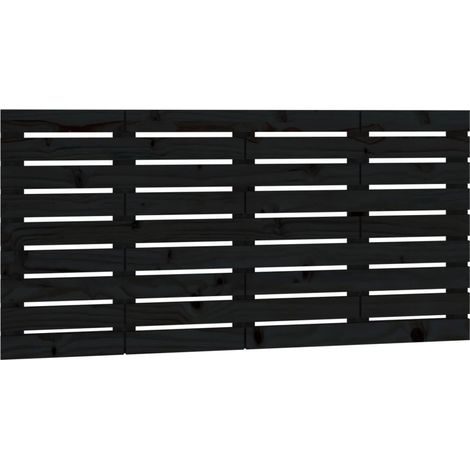 Testiera per dormire accessorio per camera da letto mobile da parete stile pallet 146 x 3 x 63 cm legno massello nero TDL0202533