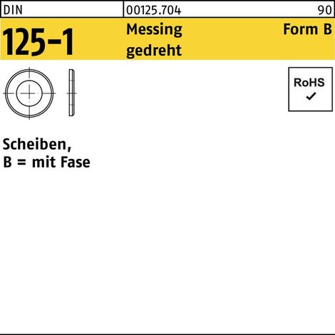 Unterlegscheibe DIN 125-1 Form B 1,3 x 3,5x0,3 Messing gedreht