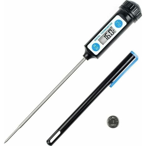 1 Thermomètre cuisine, Sonde acier inoxydable, Écran LCD, Précision 0,1°C, Mode °C/°F, Viande lait barbecue (1/5)