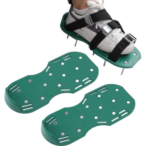 Chaussures ameublies pour le jardinage, pelouses et prairies - Kit de jardinage - Chaussures à pointes gonflables pour ameublir et oxygéner le sol - Outils de jardin - Chaussures ameublies vertes (1/5)
