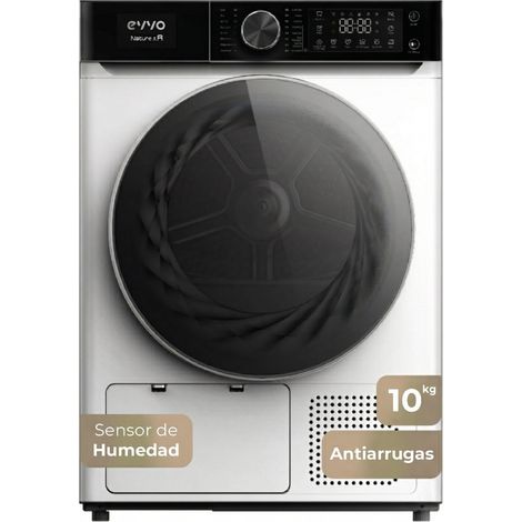 EVVO Secadora 10 kg bomba de calor Nature SR10, Clase energética E, AirWash, Sensor de humedad, Antiarrugas, Inicio diferido, blanca
