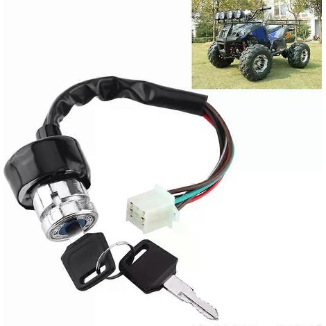 Universeller 6-adriger Zündschalter, 3 Positionen, 2 Schlüssel, für Motorrad, Kart, Pitbike, Quad, Motorradschalter, Zündschlüsselzubehör - JXLGV (1/4)