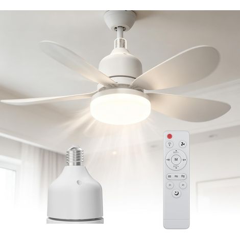 Ventilateur de plafond avec lumière et télécommande, modèle C-52cm, moteur silencieux en cuivre, 3 vitesses, éclairage LED dimmable 2400lm, installation E27 sans outil (1/5)