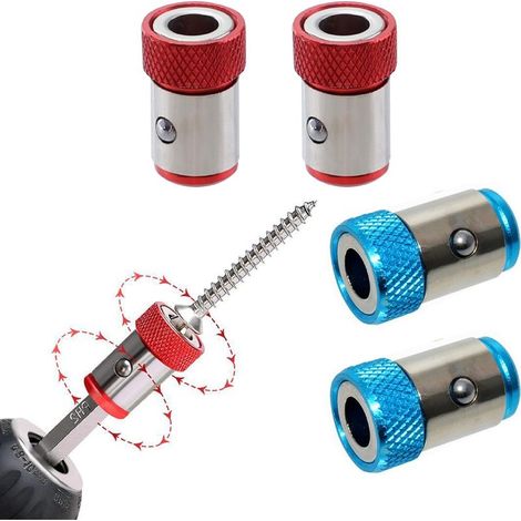 INHHUB Magnetic Bit Holder, 4 Pieces Magnetic Ring, Magnetic Bit Holder, Suitable for Double-Headed Screwdriver Bits of Various Diameters, Magnetic Dryer Socket Screwdriver Bits (1/5)