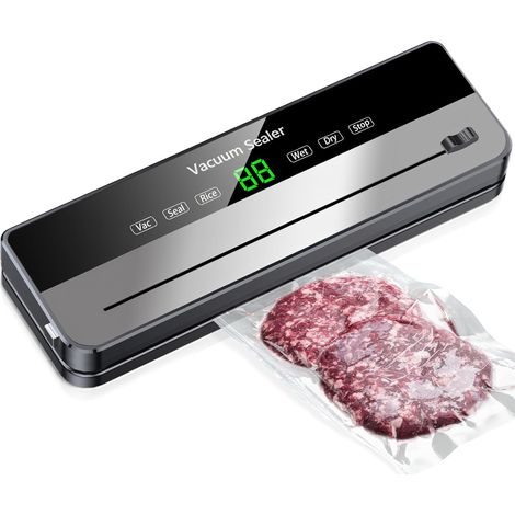 Machine d'emballage sous vide pour aliments avec fonction de découpe, réglages automatiques et manuels pour aliments secs et humides (1/5)