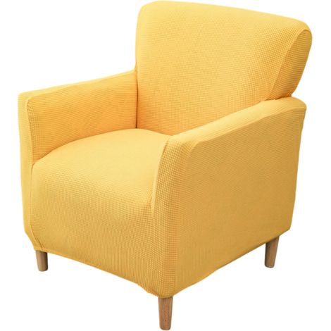 Housse Fauteuil À Oreilles - Velours Polyester Élasthanne - Lavable En Machine - Pour Fauteuil 44x71x56 Cm - Jaune - 1 Pièce