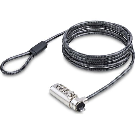 StarTech.com Antivol pour Ordinateur Portable Compatible Slot Noble Wedge ®, Câble de Verrouillage de 1,5m, Sécurité Antivol pour PC Portable, Câble en Acier Résistant aux Coupures, Combo Lock