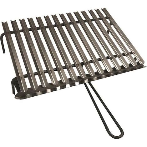 Graticola in acciaio inox, griglia per barbecue con sistema recupera grassi con piedini in ferro 50x35 cm