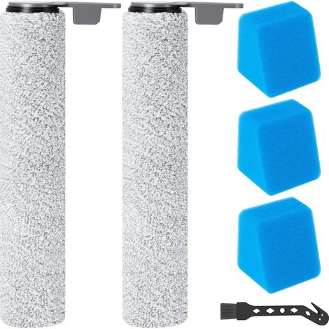 Rouleau de brosse de rechange et Filtres en Coton pour JONR ED12 Pro Aspirateur Laveur sans Fil, 2 rouleaux de brosse, 3 Filtres en coton, 1 brosse de nettoyage (1/5)