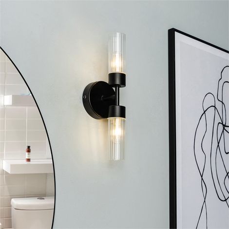 Forum Spa Ottawa Black Ribbed Wall Light - SPA-39652-BLK (1/5)