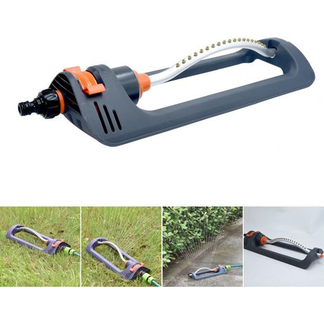 Lawn sprinkler, metal oscillating sprinkler with brass nozzle, sprinkler suitable for lawns up to 1,100 m, including jet cleaning needle, grey (1/4)