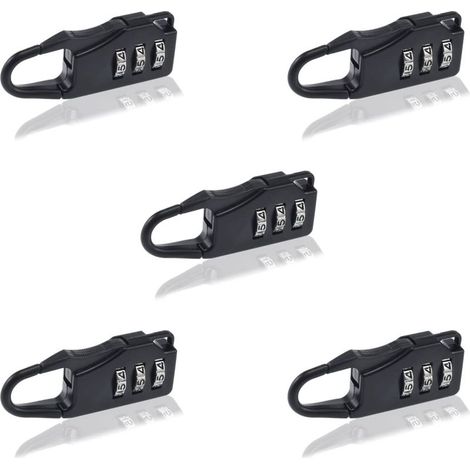 Cadenas à combinaison 5 pièces pour bagages, cadenas de sécurité à code, alliage de zinc, noir, petit coffre-fort, cadenas à combinaison et armoires à outils (1/5)