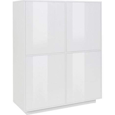 Credenza 4 Ante 100,1x41,4x126 cm Bloom Bianco Lucido (1/5)