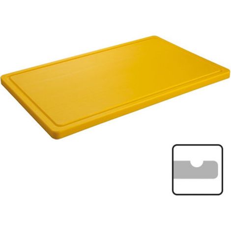 Planche découper jaune coins ronds avec rainure 50x30cm - Caterchef