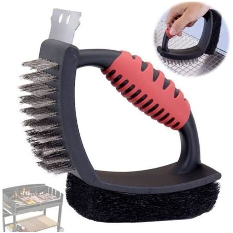 Brosse à Barbecue,Éponge de Nettoyage de Barbecue,Brosse à grille,Grattoir,Tampon à Récurer,pour BBQ,Taches,Gril à Gaz Électrique (1/4)
