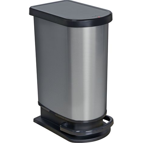 poubelle à pédale 50 L, rectangulaire, en plastique PP, aspect carbone, pour cuisine, bureau, buanderie, garage, atelier (1/5)