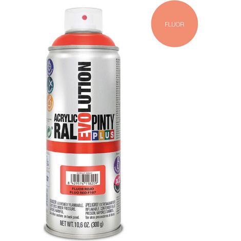 Pintura en aerosol Pintyplus Evolution 520cc Rojo fluorescente F107 (1/3)