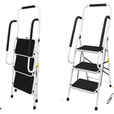 Échelle pliante, 3 marches, capacité de charge de 150 kg, échelle de 3 marches (1/2)