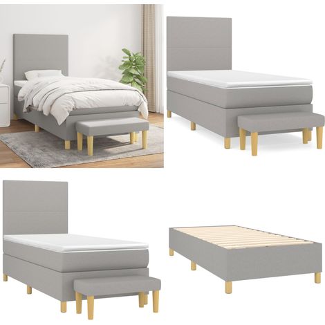 Boxspringbett mit Matratze Hellgrau 90x200 cm Stoff - Boxspringbett - Doppelbett - Bett Mit Lattenrost - Bettsofa - Schlafsystem - Home & Living (1/5)