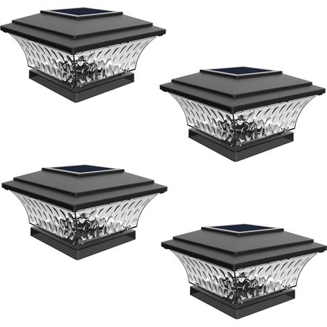Lot de lampes solaires pour poteaux, éclairage extérieur de terrasse ou clôture, deux modes d'éclairage blanc chaud/blanc, adaptées au bois, finition cuivre brossé. Convient également pour le bois.-Aq