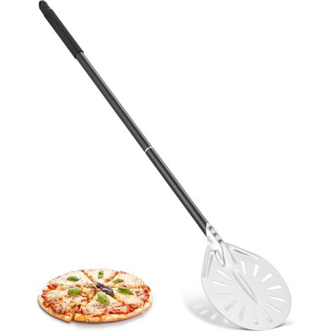 Pelle à pizza ronde, 15,2 cm en aluminium avec poignée amovible, 80 cm de longueur totale, pour le barbecue et le four (1/5)
