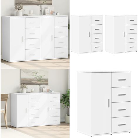 Sideboards 2 Stk. Weiß 59x39x80 cm Holzwerkstoff - Schreibtisch - Wohnzimmermöbel - Regal - Sideboard - Holzschrank - Home & Living (1/5)