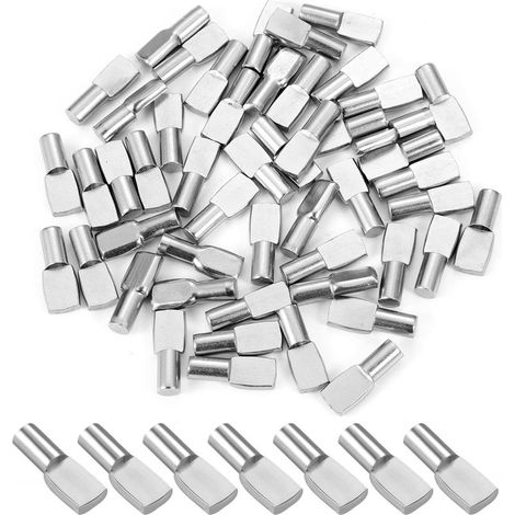 50Pcs Taquet Etagere, Support d'Étagère Étagère Broches Cheville Etagere Supports de Plaque en Métal Nickelé 5mm pour Armoire Bureau (1/5)