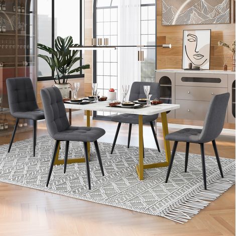 MEUBLIV Set tavolo da pranzo 117 cm con 4 sedie grigio scuro - finitura marmo (1/5)
