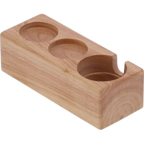 Support à café en bois composite à 3 trous pour poignée et tasseur, idéal pour les bars et cafés. (1/5)