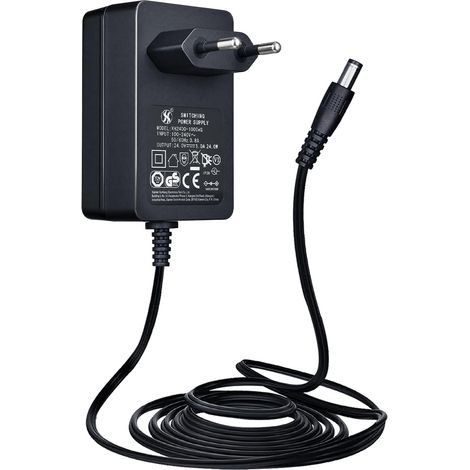 Adaptateur Secteur 24 V 1 A 1,8 m, convertisseur CA/CC 24 V 1000 mA 24 W, connecteur 5,5 mm x 2,1 mm, pour Ruban LED, Pistolet de Massage, humidificateur et Autres appareils (1/5)