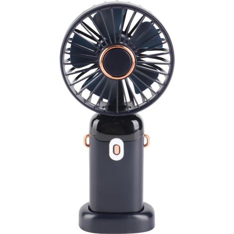 Ventilateur Pliable - USB Rechargeable - Affichage Numérique - Angle De Rotation 90 Degres - Boitier ABS PC - 3000 MAh - Bleu - 1 Unite (1/5)