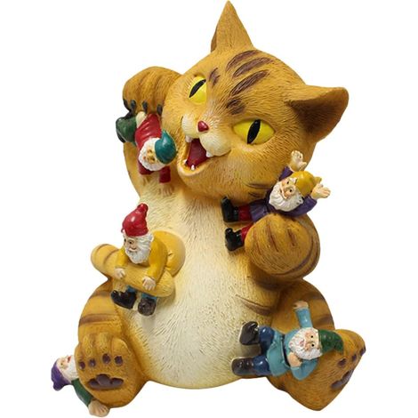 Charmant Chat Mangeant Une Statue De GNOME en Résine Figurine De Chat Artisanale Décoration De Maison Et De Jardin (1/5)