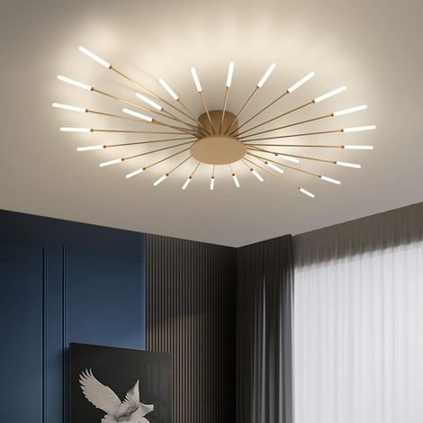 COMELY® Moderne LED-Deckenleuchte, 28 Köpfe, goldfarbene Deckenleuchte, bündig montiert, Acryl-Lampenschirm, Kronleuchter für Kinderzimmer, Schlafzimmer, Wohnzimmer, 4000 K, neutrales Licht, Blumenfor