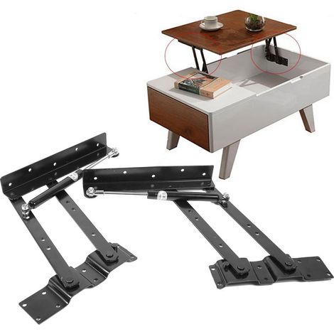 Charnière Hydraulique pour Table Basse, Mécanisme de Plateau Relevable 50 Kg, Paire de Charnières à Ressort Pliantes (1/5)