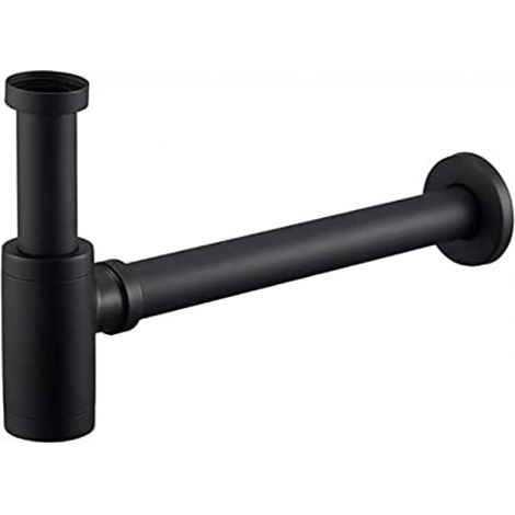 Siphon de Lavabo Noir Universel Tube Siphon de Lavabo Siphon en Acier Inoxydable Salle de Bain Siphon Évier Métal Siphon à Tube Siphon à Tube Syphon