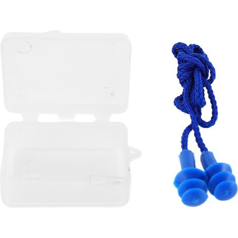 Bouchons d'oreilles en silicone, réduction de bruit, étanches, réutilisables, antibruit pour sommeil et natation, bleu (1/5)