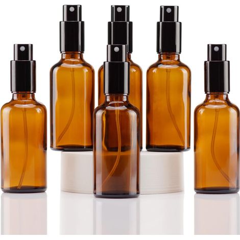 50-ml-Glas-Sprühflasche – 6er-Pack – Braun – Feiner Sprühnebel – Für ätherische Öle und unterwegs – 37 x 123 mm (1/5)
