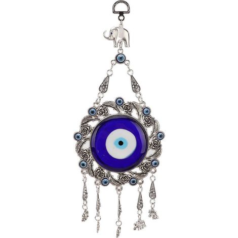 Glücksbringer-Wandanhänger mit blauem Auge, einzigartige durchbrochene Blumendekoration für Zuhause oder Büro, türkischer Elefant (1/5)