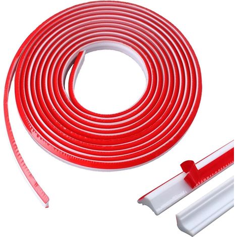 6 Meters Adhesive Caulking Strips for Ceiling Moulding, Soft Skirting Board Self Adhesive Quarter Round TPE Self Adhesive Moulding Strips for Edges of Walls, Ceilings (White, 12mm x 9mm) (1/5)
